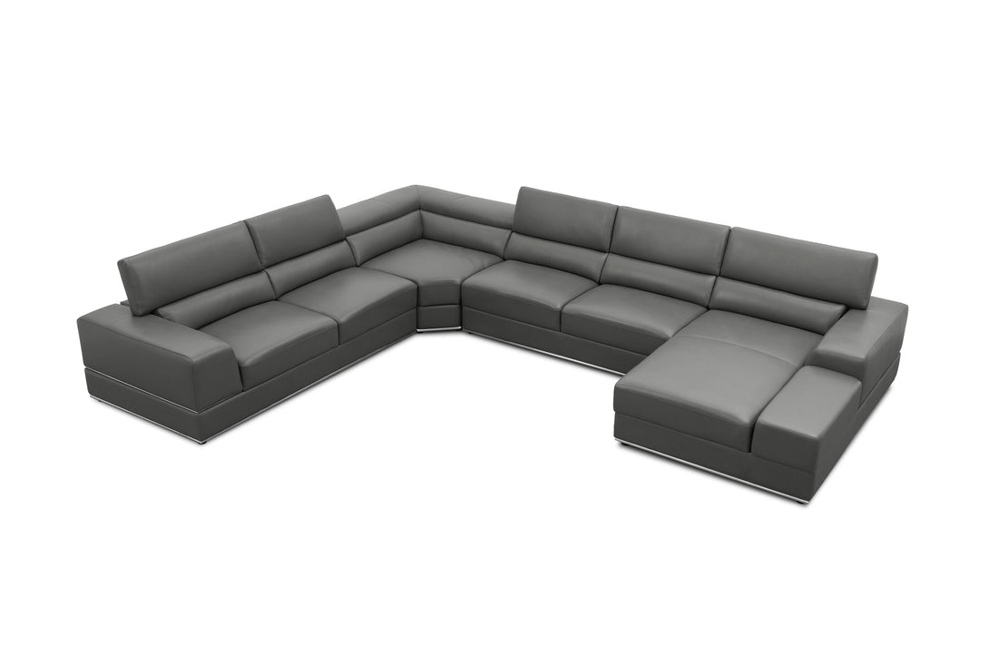 Nella Sectional Sofa | Italian Leather Match Dark Gray