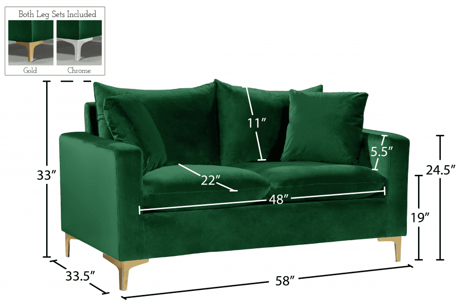 Naomi Green Velvet Sofa & Loveseat