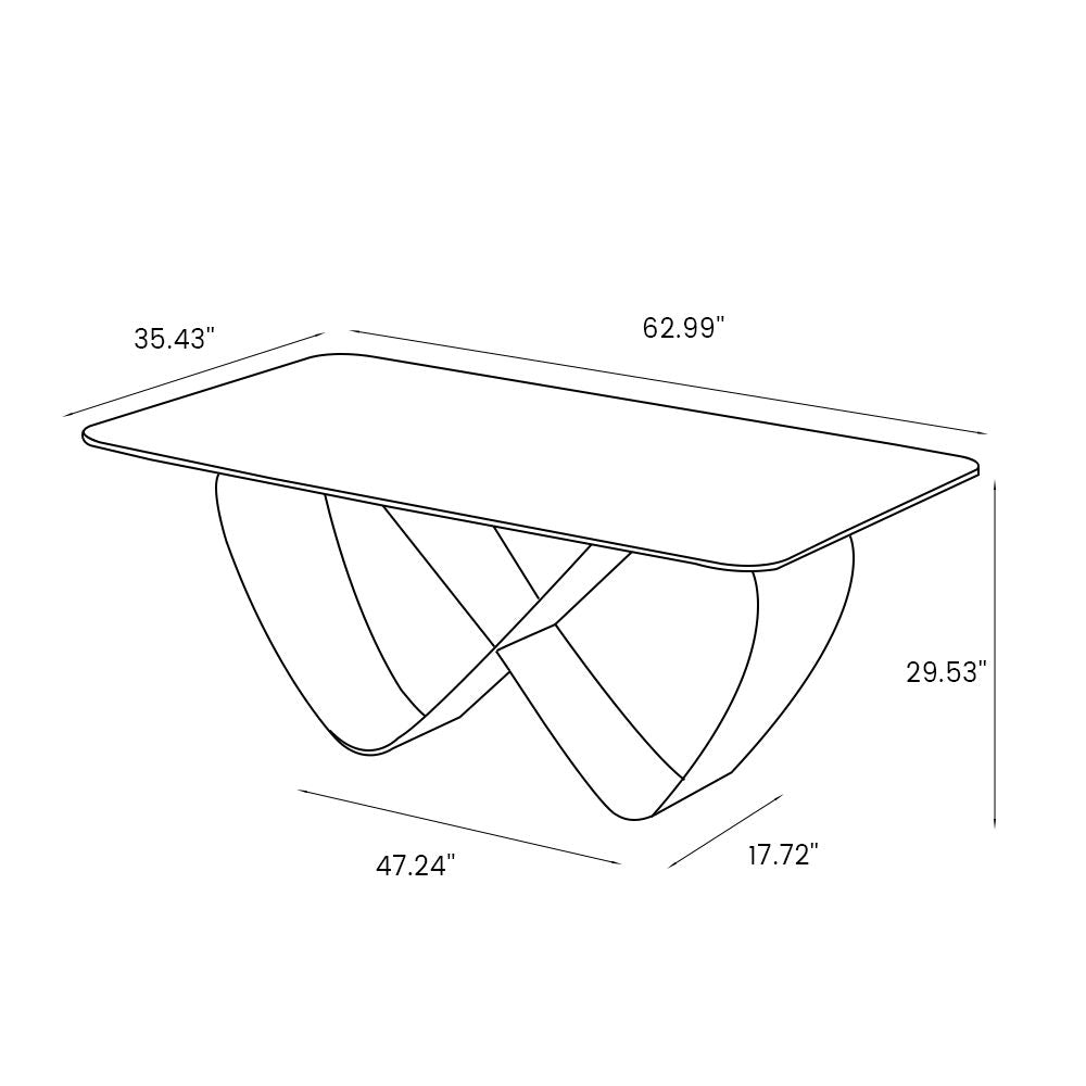 63" Modern Dining Table Set with 4 chairs