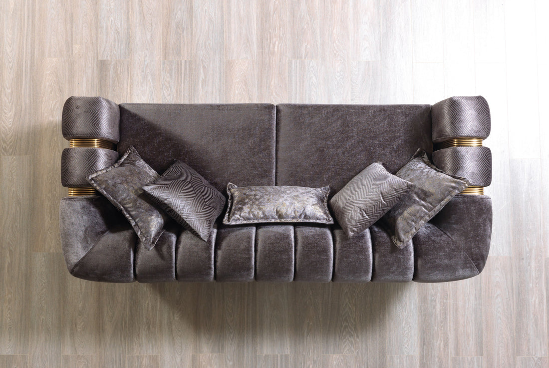 Santana Smoke Velvet Sofa 89”