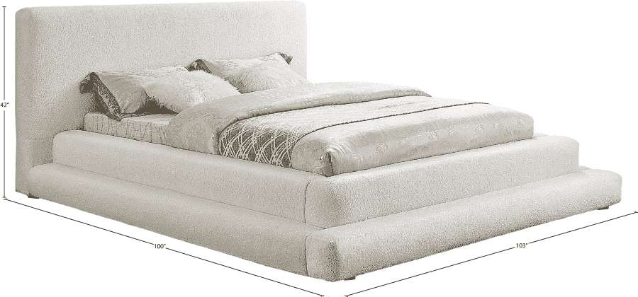 Dane Teddy Fabric Queen Bed - Cream