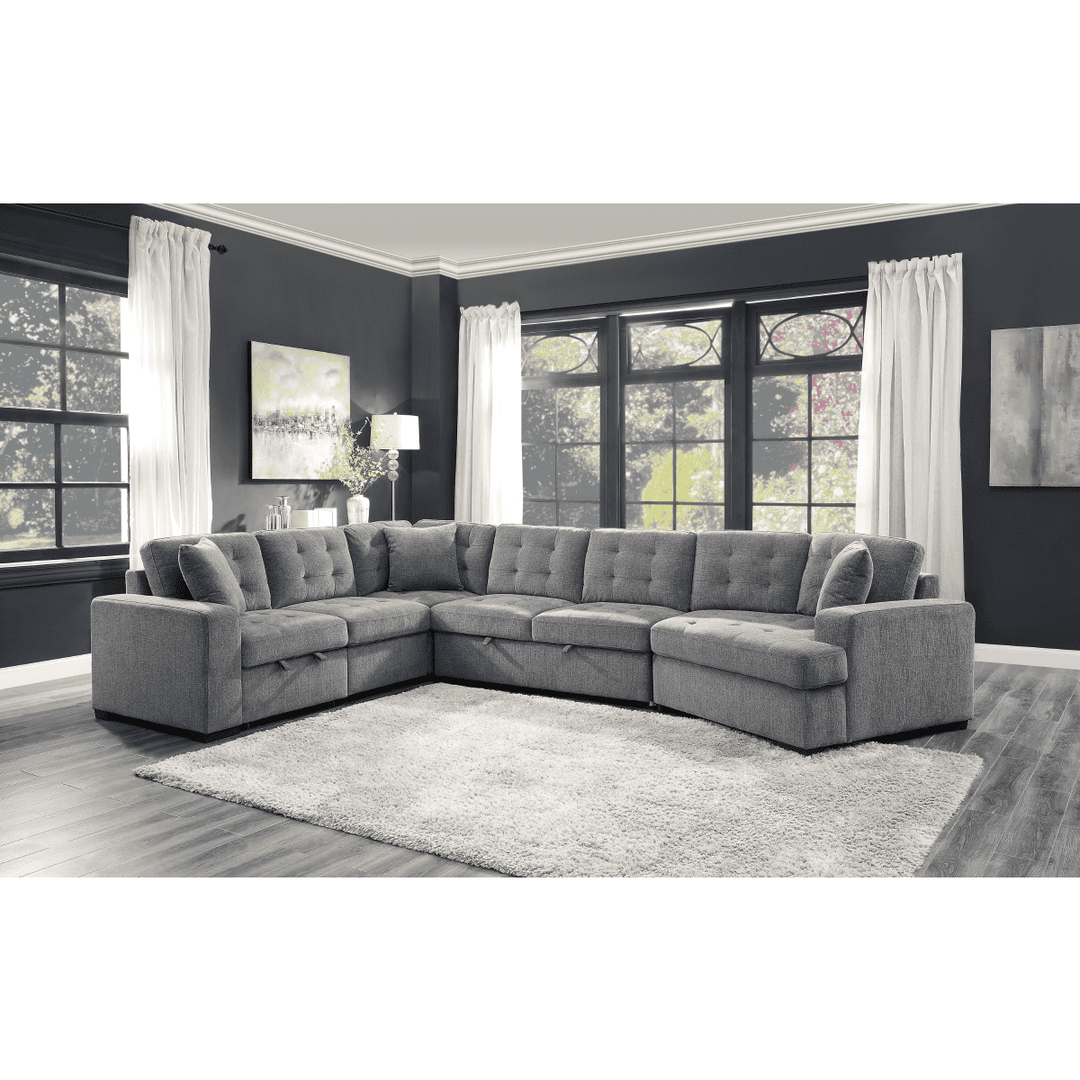 Logansport 4-Piece Sectional with Pull-out Bed and Pull-out Ottoman