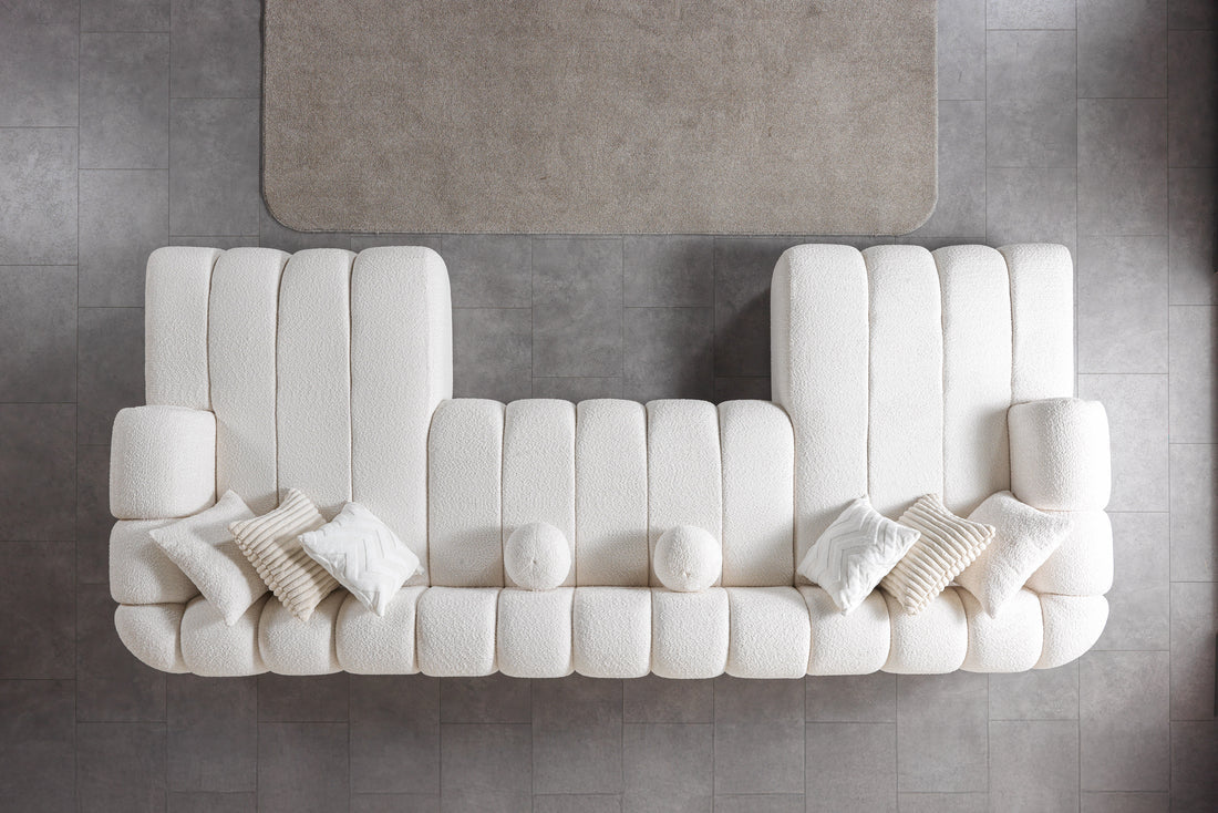 Lis Ivory Boucle Double Chaise 147" Sectional