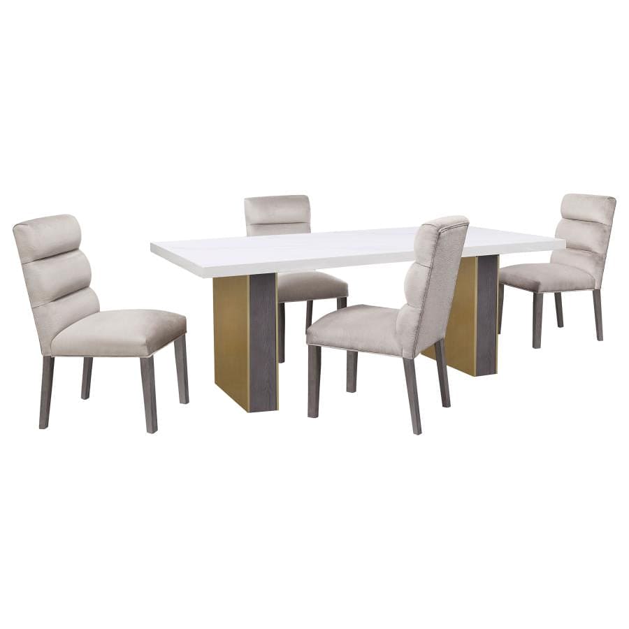 Carla Velvet Upholstered Dining Side Chair Stone (Set of 2)