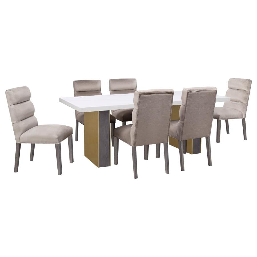 Carla Velvet Upholstered Dining Side Chair Stone (Set of 2)