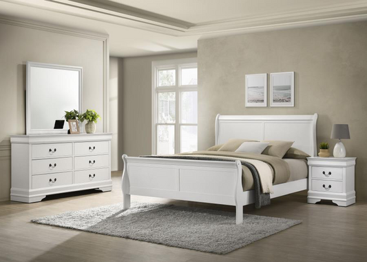LOUIS PHILIPPE 4-PIECE QUEEN BEDROOM SET WHITE