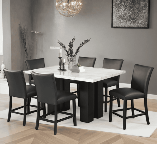 2220 PU - (FAUX MARBLE) Counter Height Table + 6 Chair Set