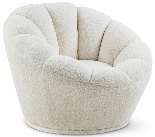 Dream Faux Sheepskin Fur Upholstered Swivel Accent Chair