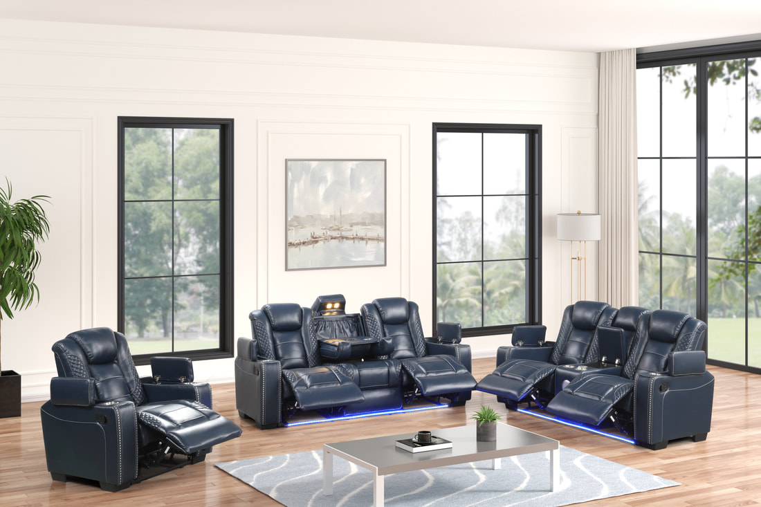 STEFANO40 3PC Reclining Set Blue
