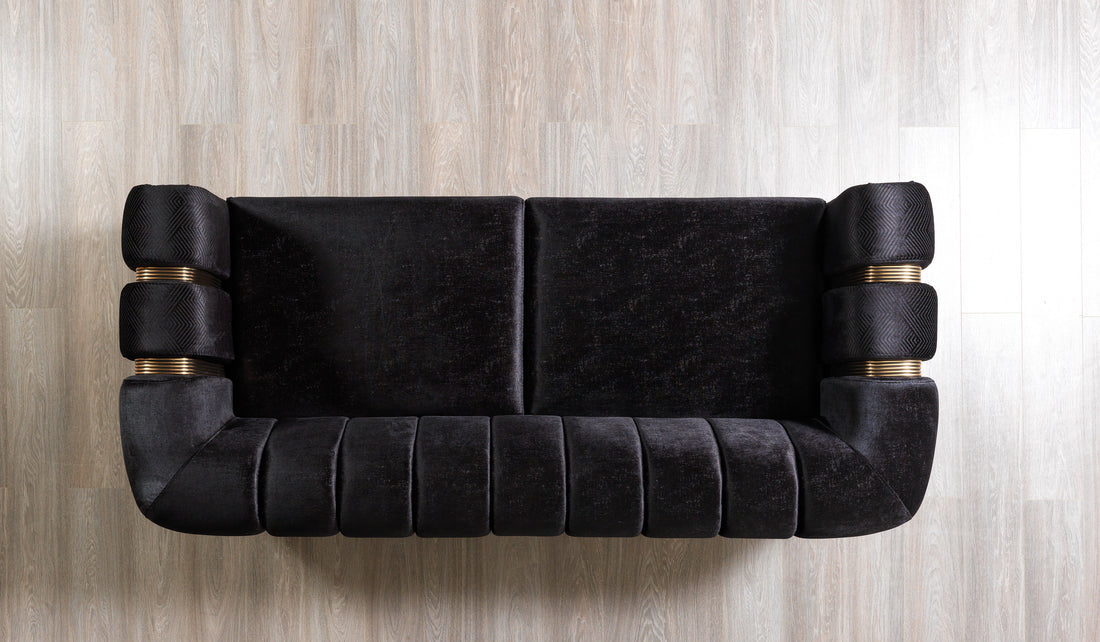 Santana Black Velvet Sofa 89”