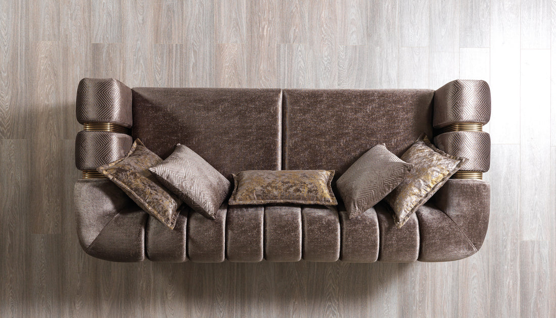 Santana Coffee Velvet Sofa 89”