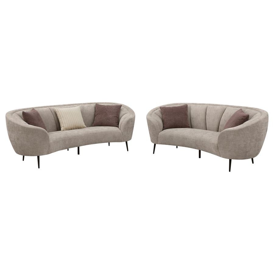 ELLORIE 2-PIECE UPHOLSTERED CURVED SOFA SET BEIGE