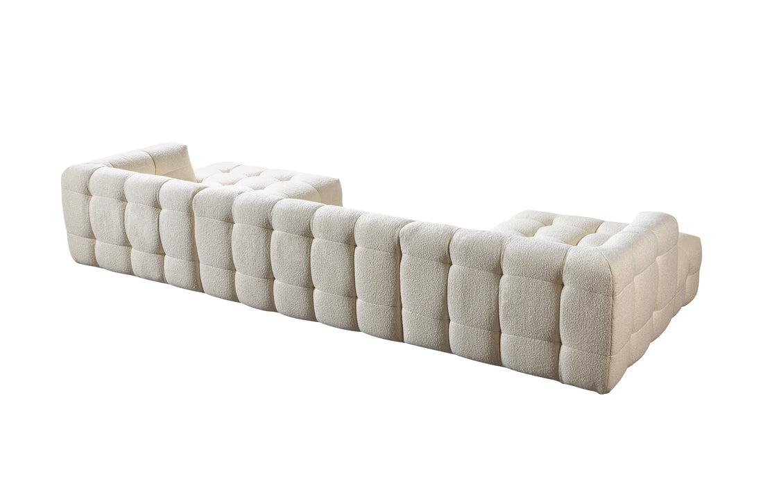 Ivy Ivory Boucle Double Chaise 146" Sectional