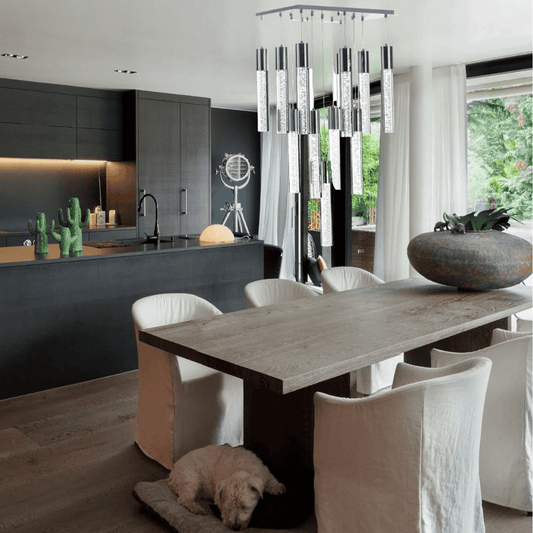 SPARKLING NIGHT CYLINDER CHANDELIER// 13 LIGHT