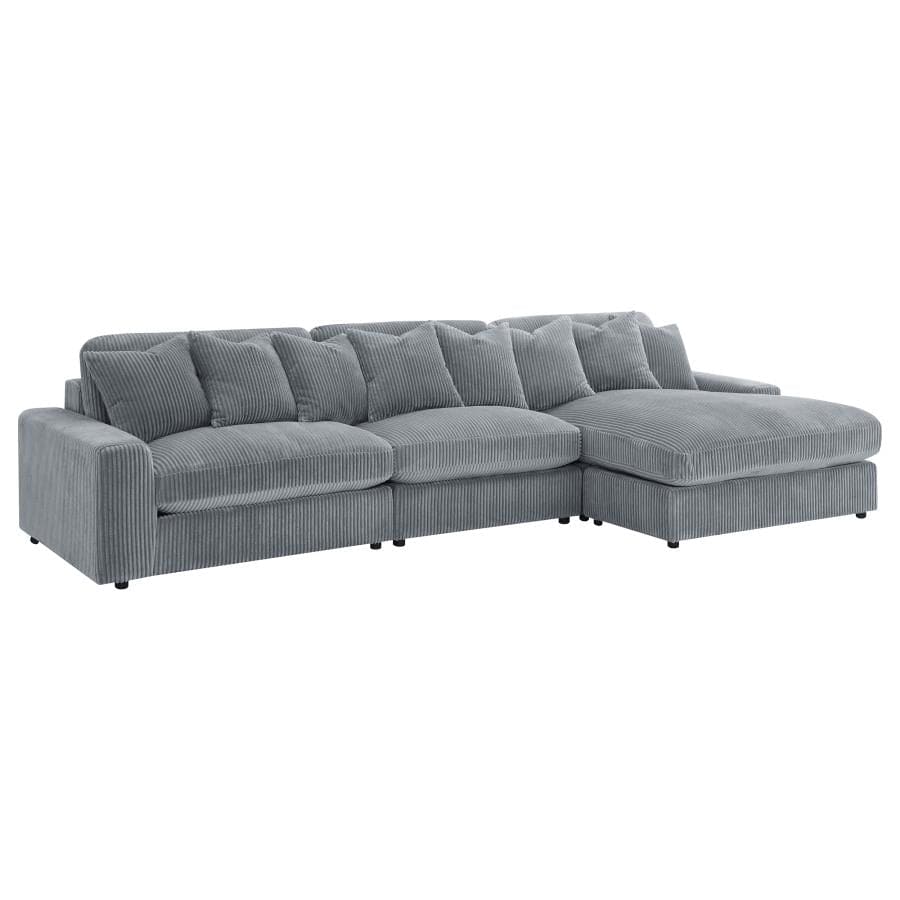 Blaine 3-Piece Upholstered Reversible Chaise Sectional Sofa Fog