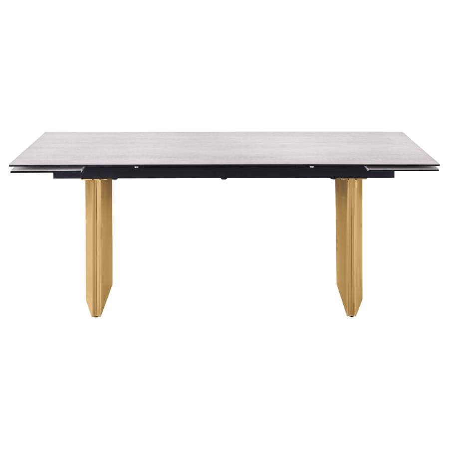 Vesa 97-inch Glass Top Extension Dining Table Beige