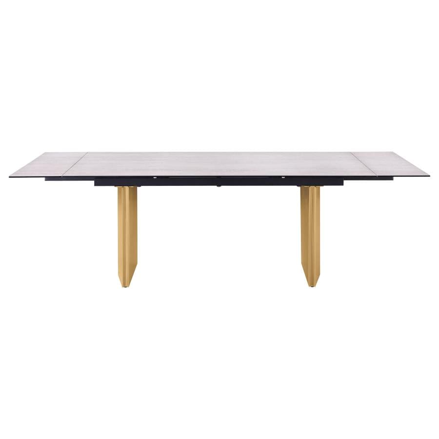 Vesa 97-inch Glass Top Extension Dining Table Beige