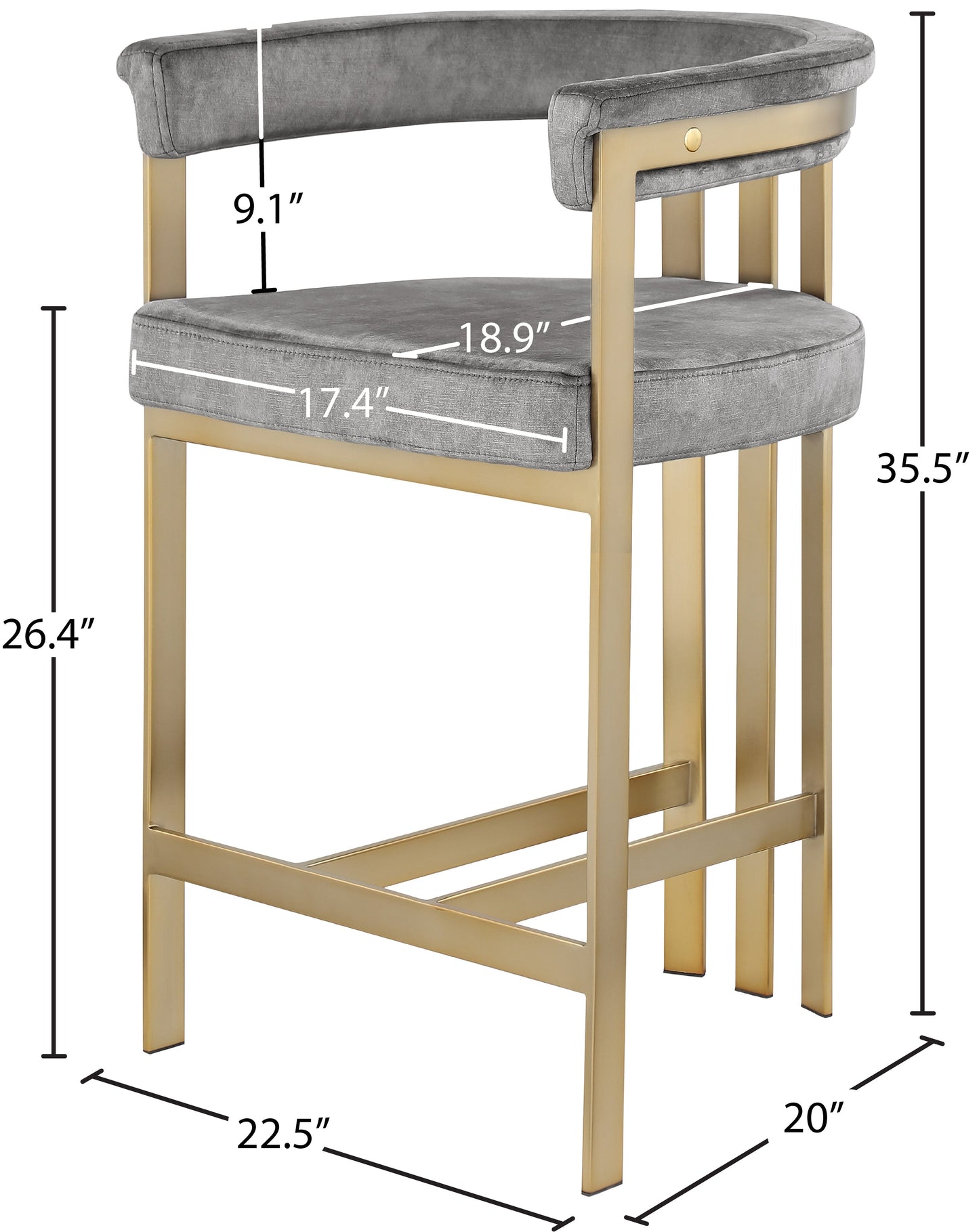 Marcello Gray 2 Counter Stool