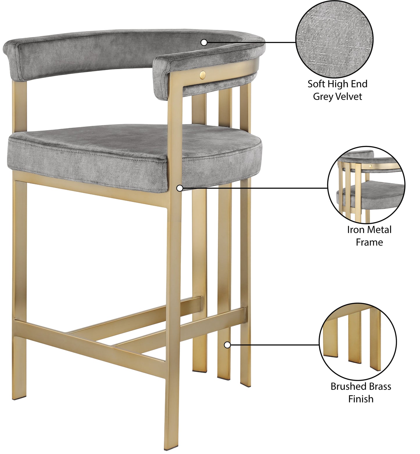 Marcello Gray 2 Counter Stool