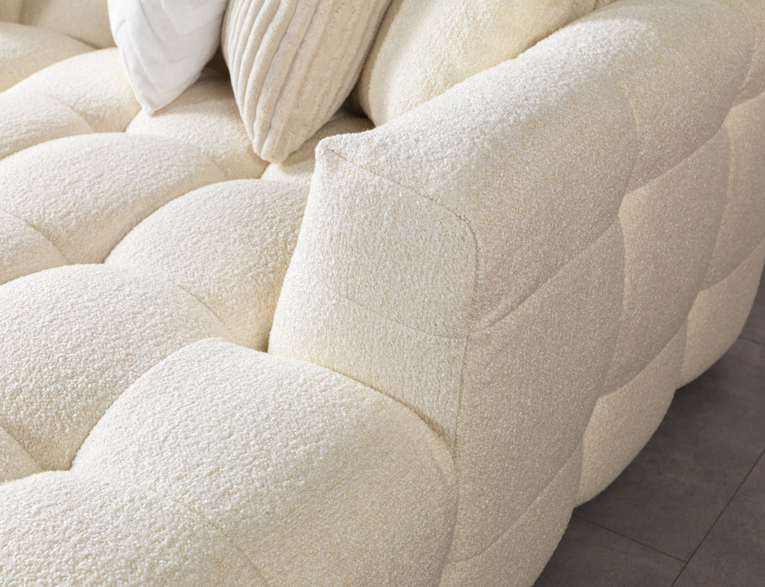 Ivy Ivory Boucle Double Chaise 146" Sectional