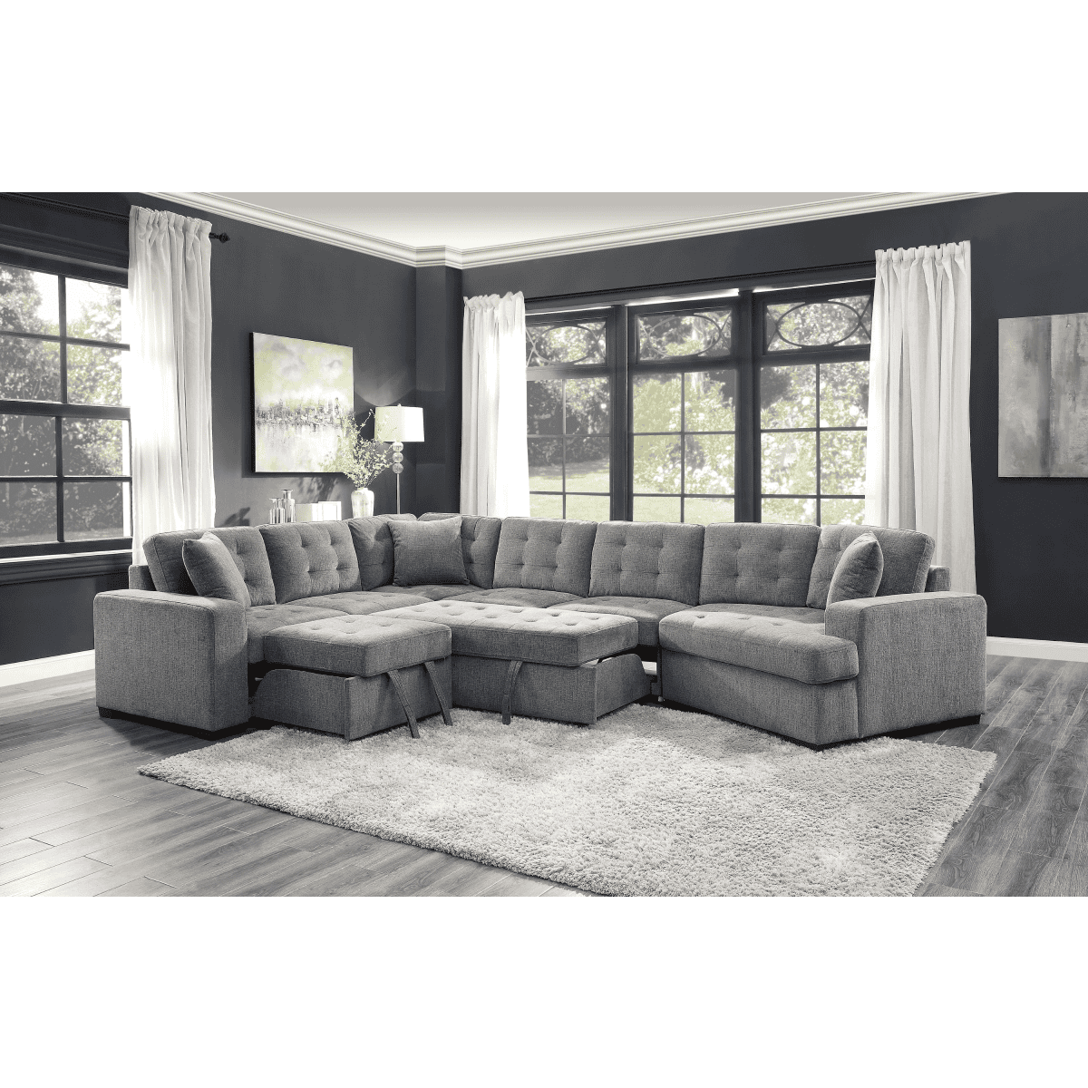 Logansport 4-Piece Sectional with Pull-out Bed and Pull-out Ottoman