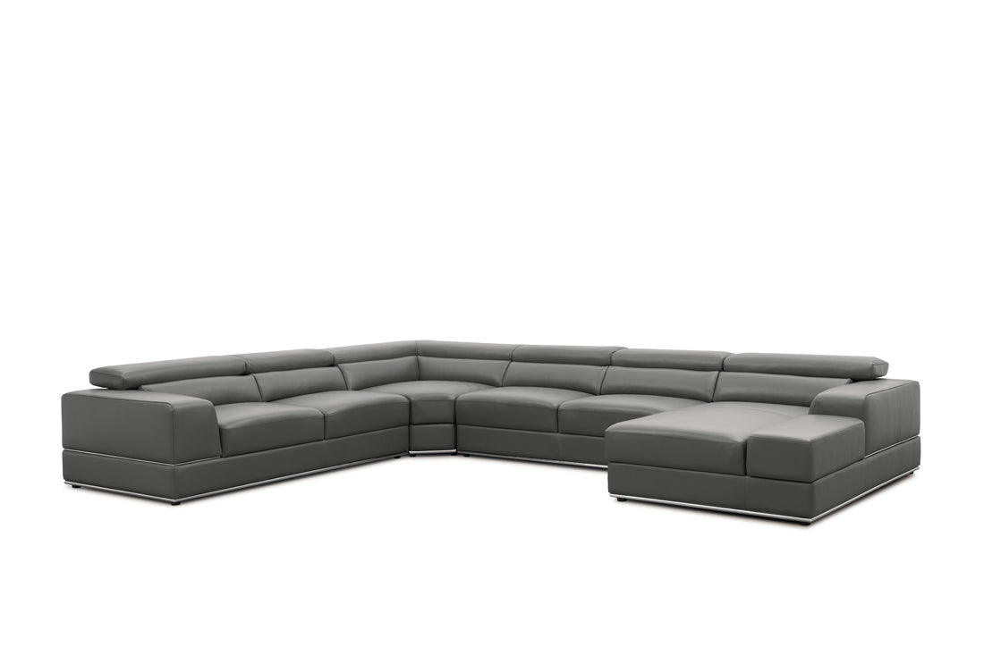 Nella Sectional Sofa | Italian Leather Match Dark Gray