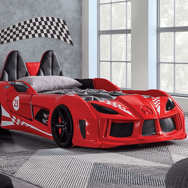 Trackster Red Race Car Twin Bed