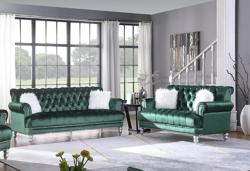 ROYAL GREEN SOFA & LOVESEAT