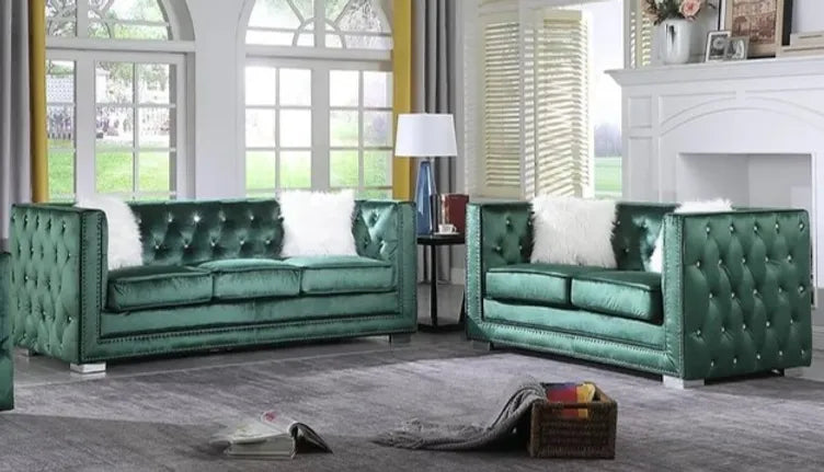 PARIS GREEN SOFA & LOVESEAT