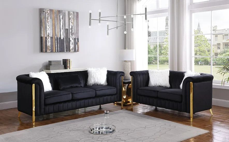 FARA BLACK SOFA & LOVESEAT