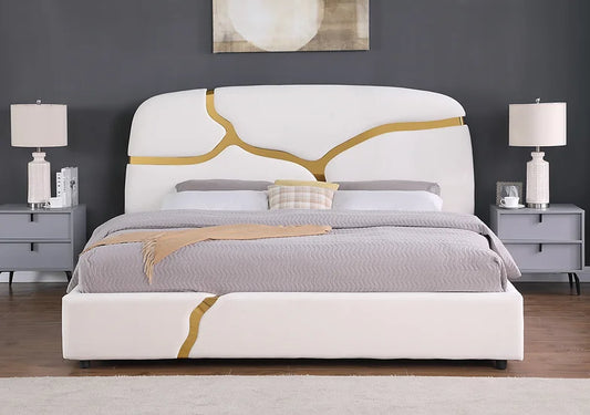 MILAN WHITE & GOLD BED