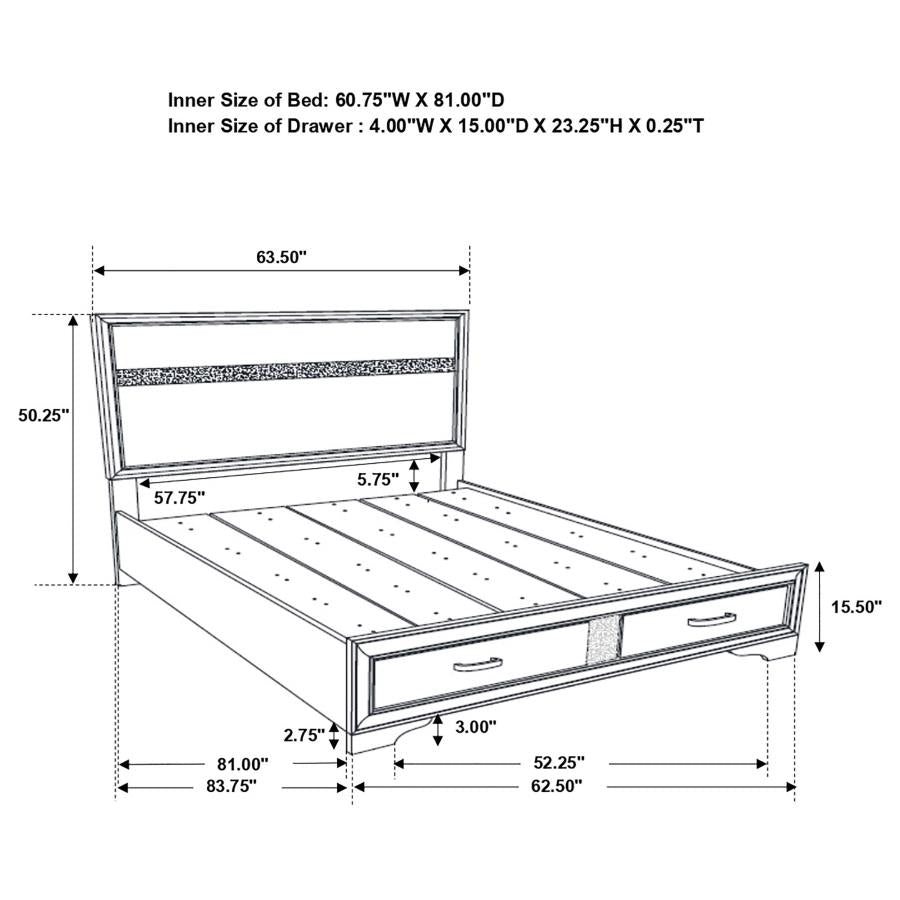Miranda 4-piece Queen Storage Bedroom Set White