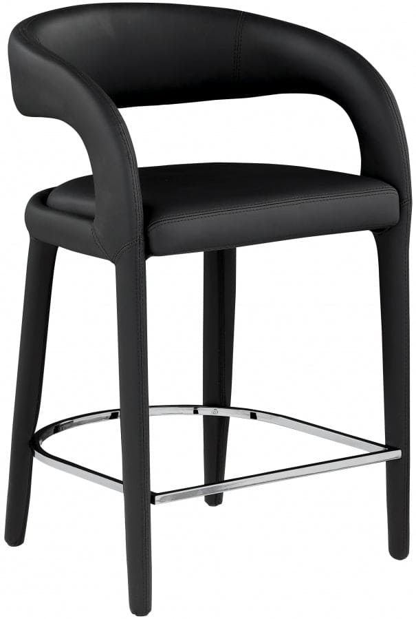 Sylvester Vegan Leather Counter Stool Black