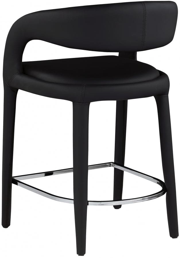 Sylvester Vegan Leather Counter Stool Black