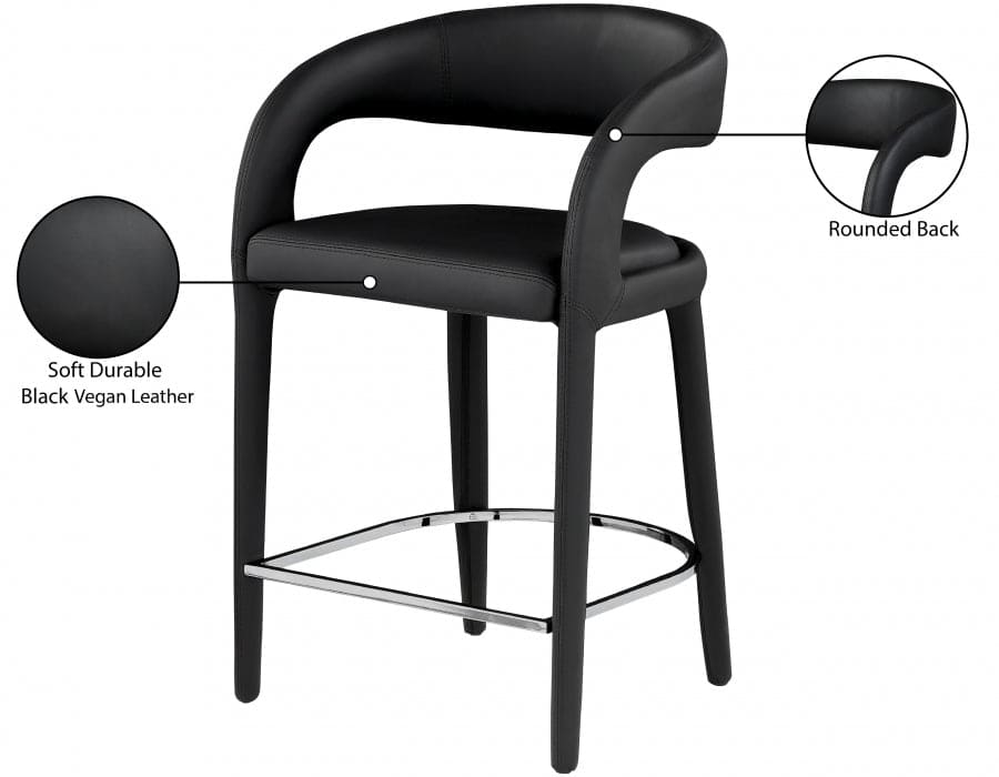 Sylvester Vegan Leather Counter Stool Black