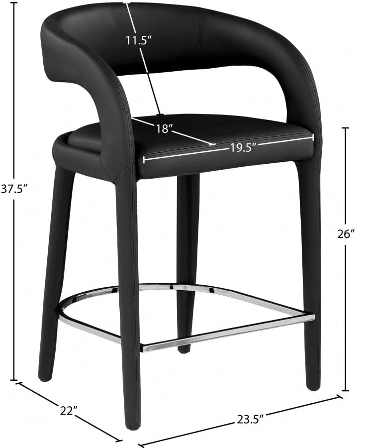 Sylvester Vegan Leather Counter Stool Black