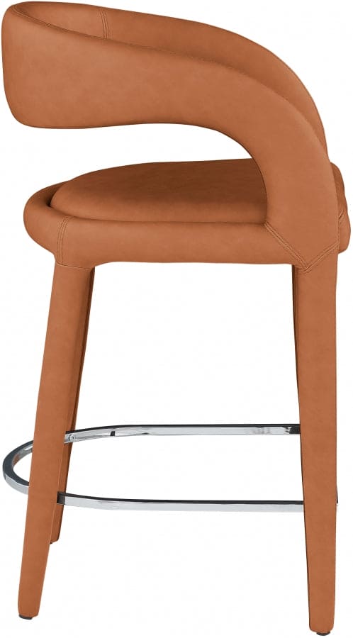 Sylvester Vegan Leather Counter Stool Cognac