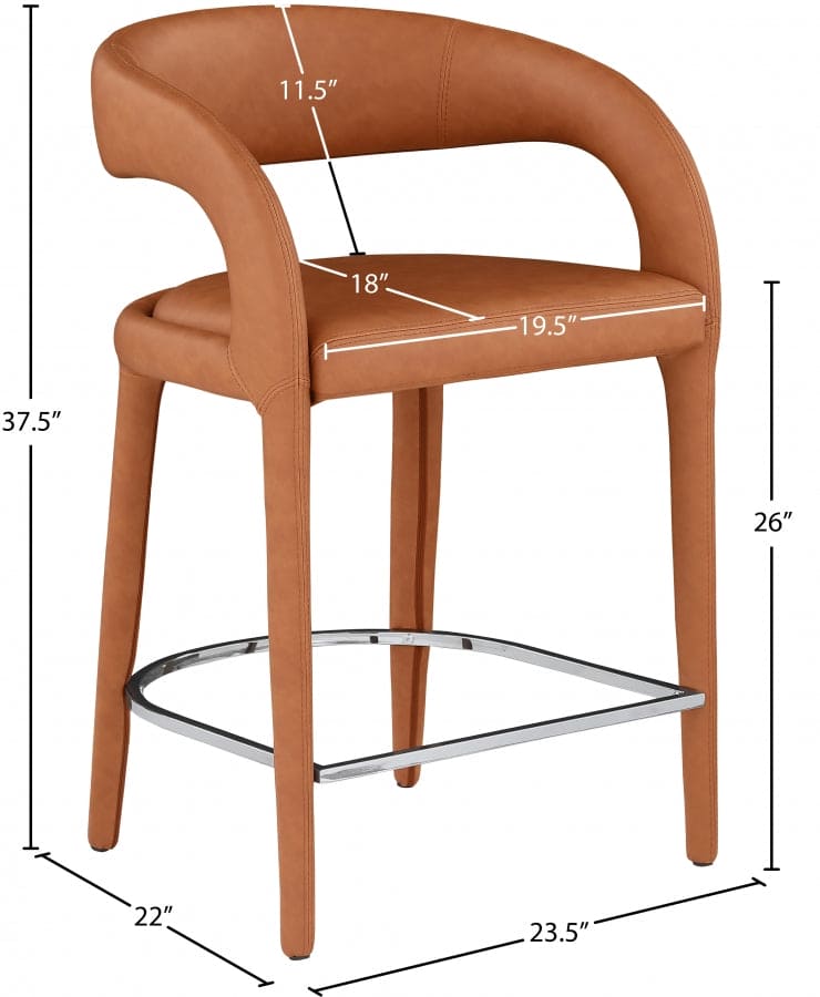 Sylvester Vegan Leather Counter Stool Cognac