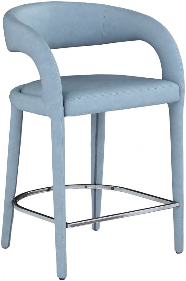 Sylvester Vegan Leather Counter Stool Blue