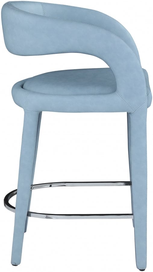 Sylvester Vegan Leather Counter Stool Blue