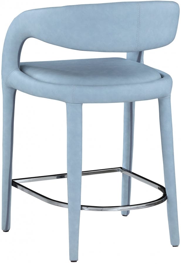 Sylvester Vegan Leather Counter Stool Blue