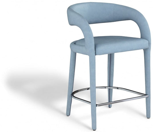 Sylvester Vegan Leather Counter Stool Blue