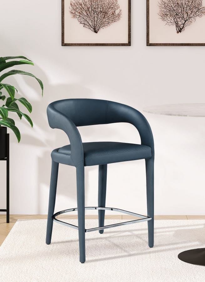 Sylvester Vegan Leather Counter Stool Navy
