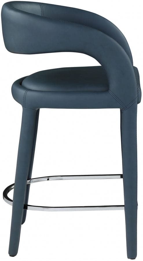 Sylvester Vegan Leather Counter Stool Navy