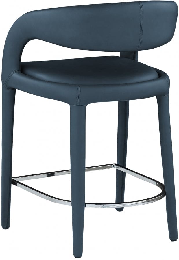 Sylvester Vegan Leather Counter Stool Navy