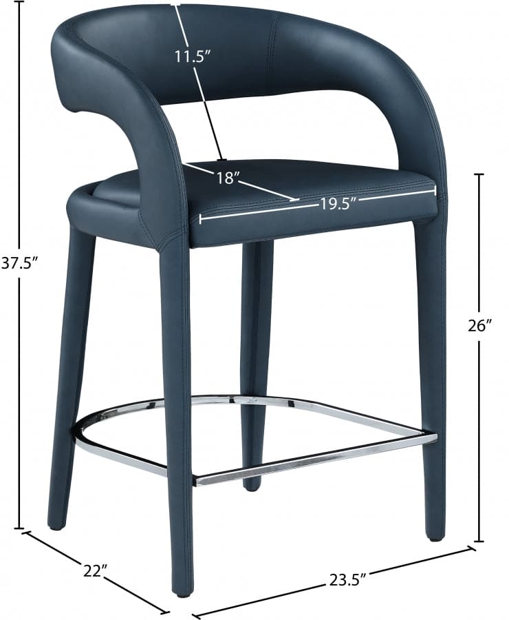Sylvester Vegan Leather Counter Stool Navy