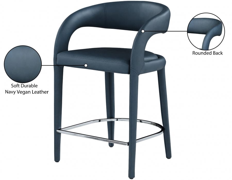Sylvester Vegan Leather Counter Stool Navy