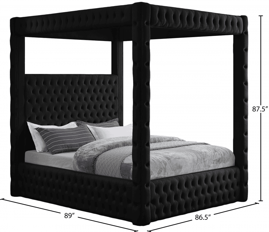 Royal One Canopy Velvet Queen Bed