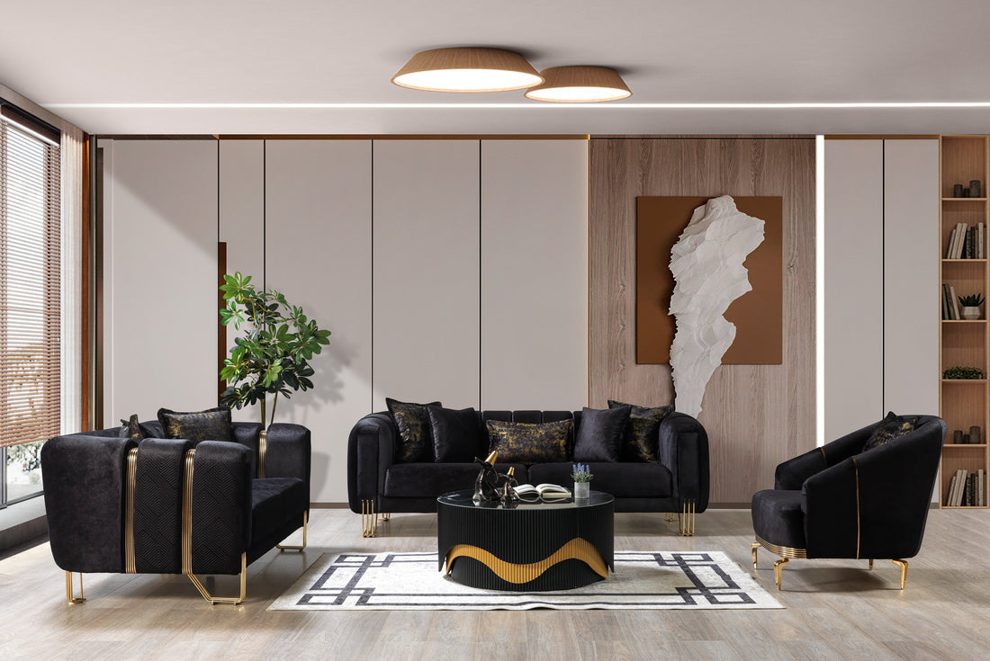 Santana Black Velvet Sofa 89”