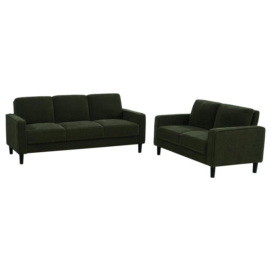 RUTH 3-PIECE FABRIC UPHOLSTERED TRACK ARM SOFA MATCHA GREEN